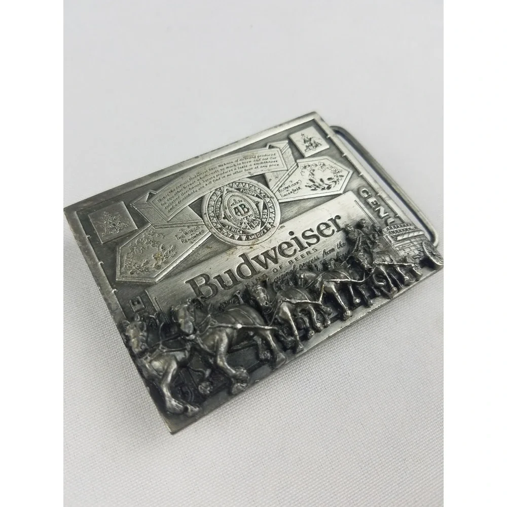 Vintage Budweiser Clydesdale horses pewter belt buckle markatron
